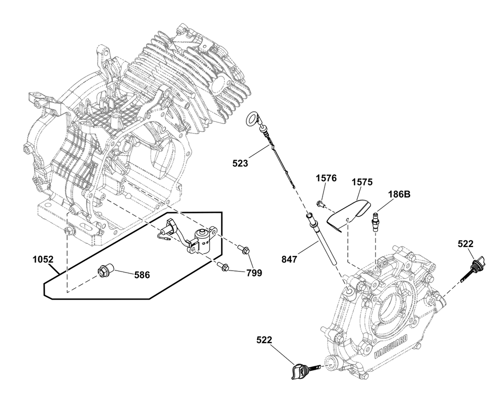 Lubrication Group Diagram and Parts List for 25E337-0035-G1  Briggs and Stratton Engine